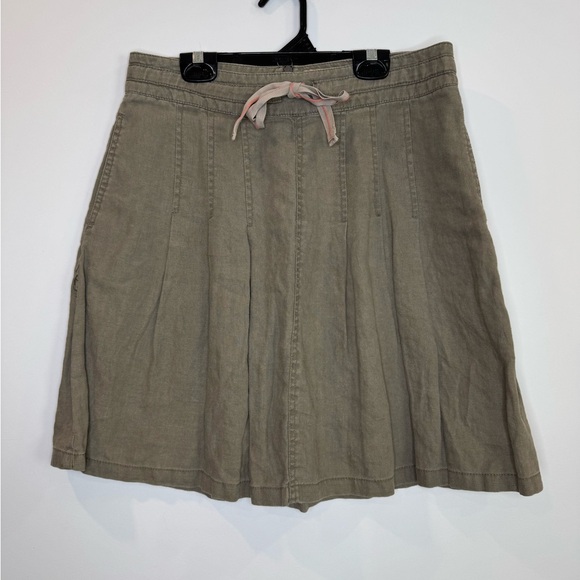 Simons stone gray linen Casual Tan mini Skirt y2k size 7 - Picture 2 of 7